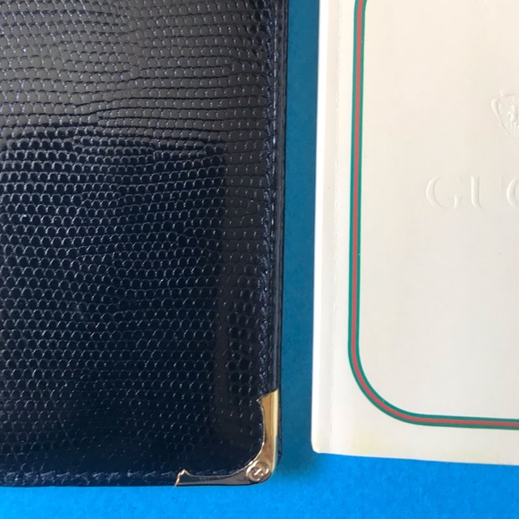 GUCCI Address/Phone Business Card Folio - VINTAGE 70s - RARE- Black Lizard - NEW - Picture 3 of 10